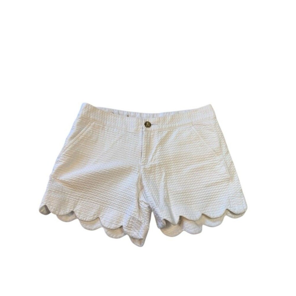 Lilly Pulitzer The Buttercup Shorts Womens 0 White Scalloped Hem 100% Cotton